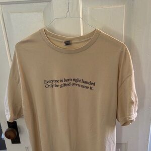 Left Handed Person Gildan Tan Graphic Tee